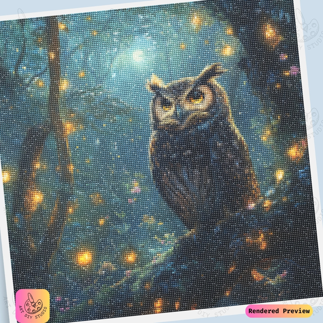 Artdiystudio Moonlit Forest Owl Diy Diamond Painting Kit Natures Tranquil Glow 6
