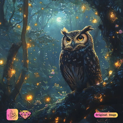Artdiystudio Moonlit Forest Owl Diy Diamond Painting Kit Natures Tranquil Glow
