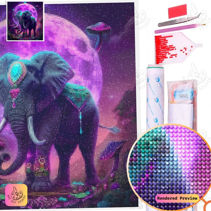 Artdiystudio Moonlit Majesty Elephant Diy Diamond Painting Kit A Celestial Elegance In Art 5