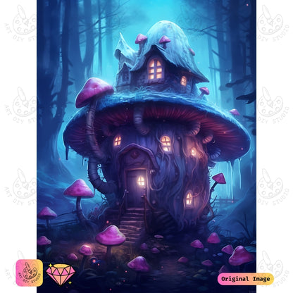 Artdiystudio Moonlit Mushroom Haven Diy Diamond Painting Kit A Tranquil Escape Into Magic