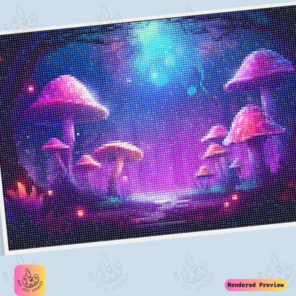 Artdiystudio Moonlit Mushroom Pathway Diy Diamond Painting Kit A Dreamy Nighttime Escape 6