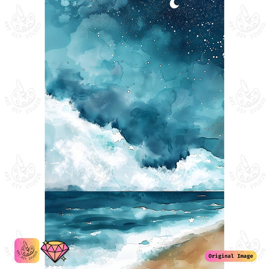 Artdiystudio Moonlit Ocean Breeze Diy Diamond Painting Kit A Night By The Sea