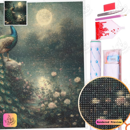 Artdiystudio Moonlit Peacock Serenity Diy Diamond Painting Kit Create A Magical Night Of Beauty 2
