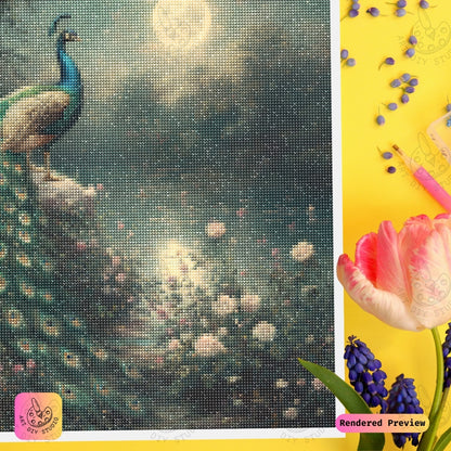 Artdiystudio Moonlit Peacock Serenity Diy Diamond Painting Kit Create A Magical Night Of Beauty 4