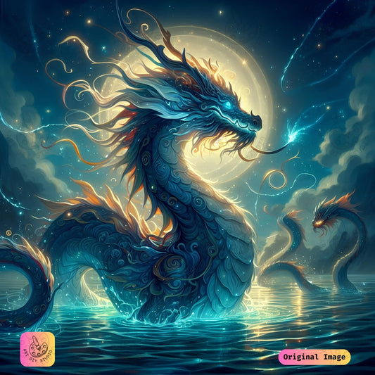 Artdiystudio Moonlit Serpent Symphony Diy Diamond Painting Kit A Celestial Elegance In Art