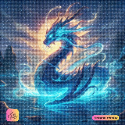 Artdiystudio Moonlit Water Dragon Diy Diamond Painting Kit A Mystical Masterpiece Of Serenity 2