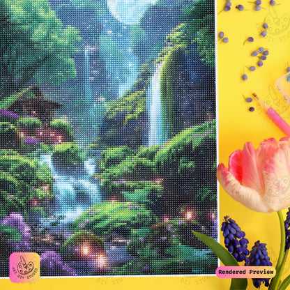 Artdiystudio Moonlit Waterfall Haven Diy Diamond Painting Kit A Mystical Escape Into Nature 3