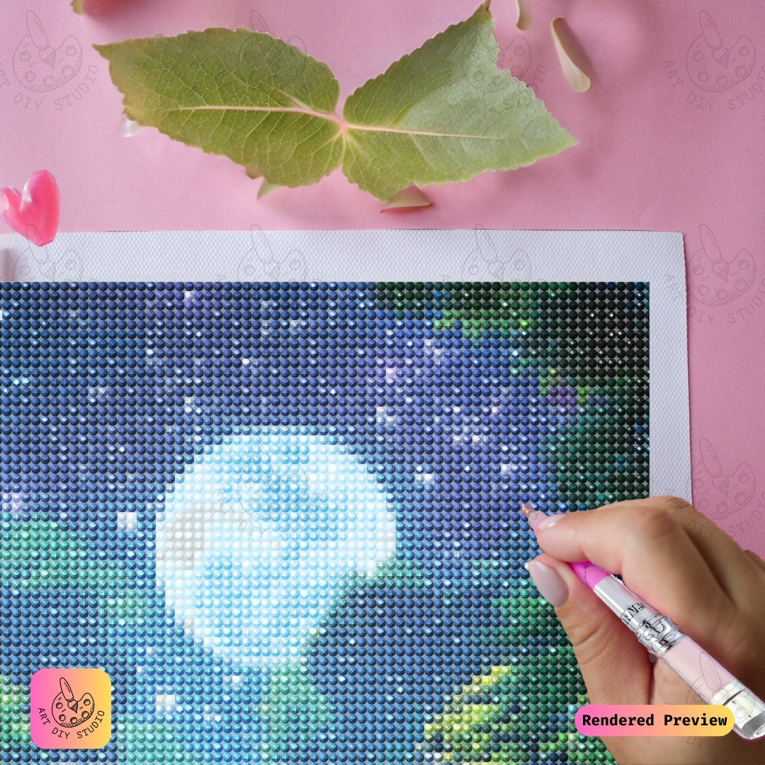 Artdiystudio Moonlit Waterfall Haven Diy Diamond Painting Kit A Mystical Escape Into Nature 4