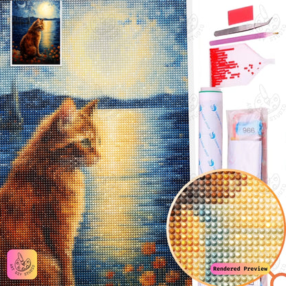 Artdiystudio Moonlit Whiskers Diy Diamond Painting Kit A Feline Night By The Sea 5