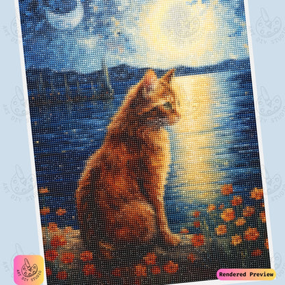 Artdiystudio Moonlit Whiskers Diy Diamond Painting Kit A Feline Night By The Sea 6