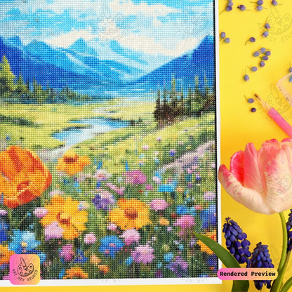 Artdiystudio Mountain Meadow Dream Diy Diamond Painting Kit A Vibrant Nature Escape 3