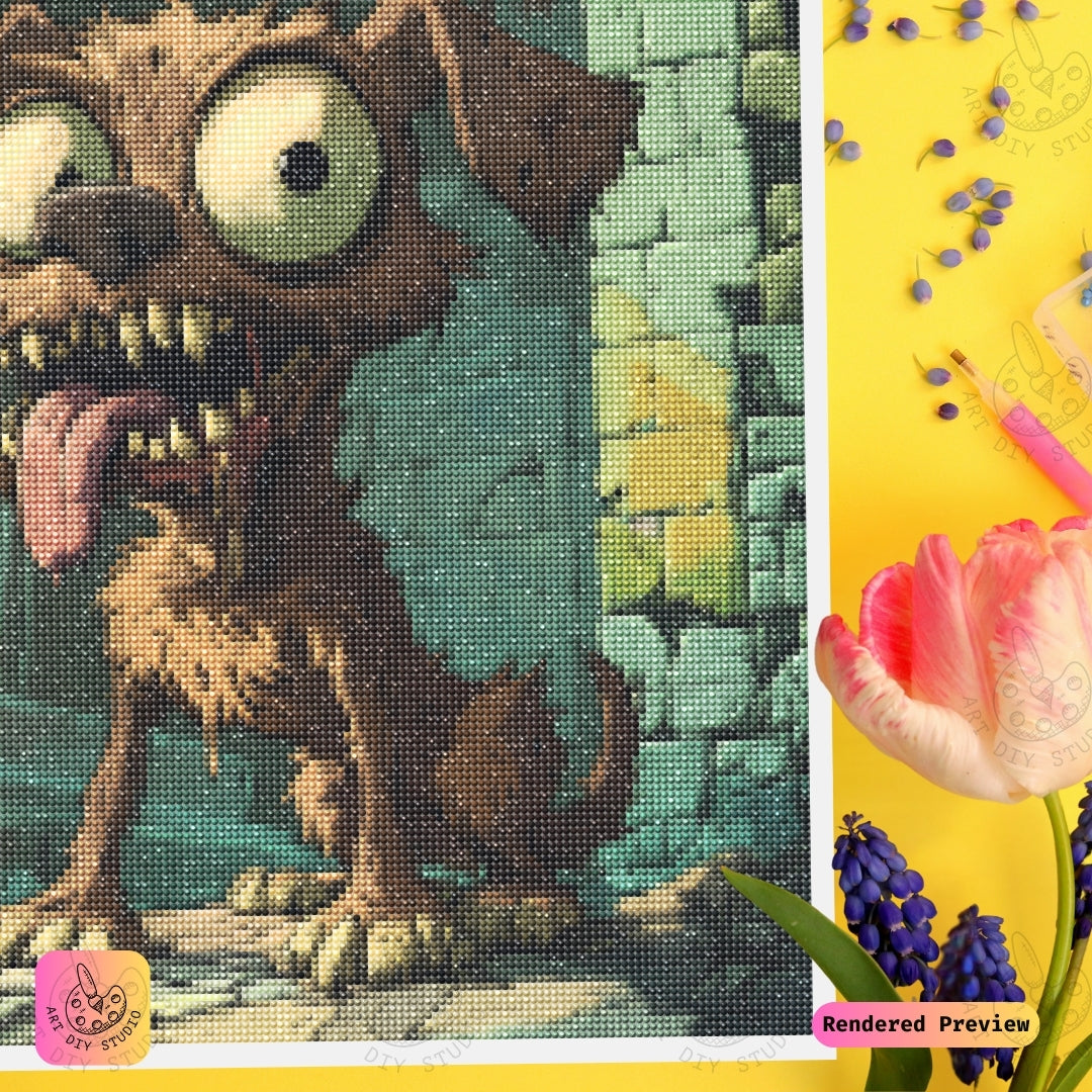 Artdiystudio Mutant Pooch Diy Diamond Painting Kit A Dark Whimsical Craft 4