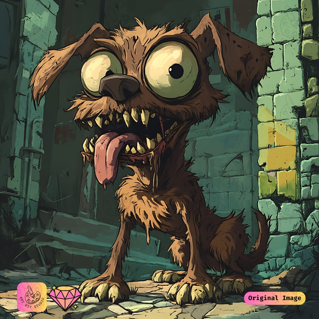 Artdiystudio Mutant Pooch Diy Diamond Painting Kit A Dark Whimsical Craft 6