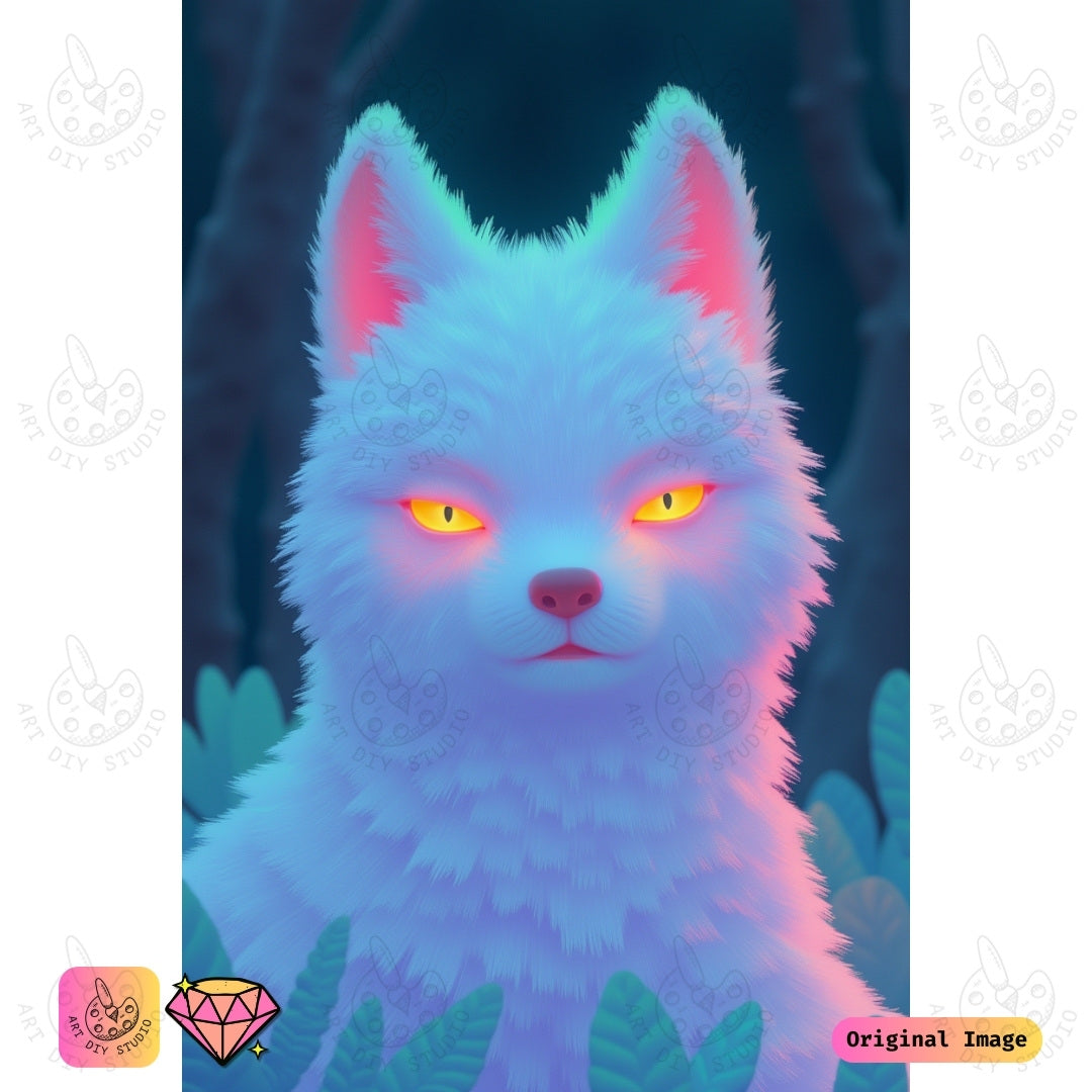 Artdiystudio Mystic Fox Glow Diy Diamond Painting Kit A Magical Nocturnal Vision