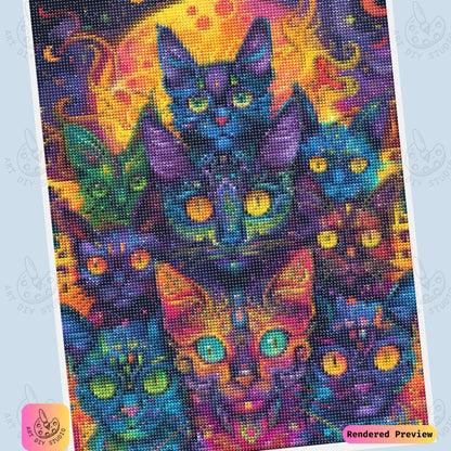 Artdiystudio Mystic Moonlit Cats Diy Diamond Painting Kit A Bold And Enigmatic Masterpiece 6