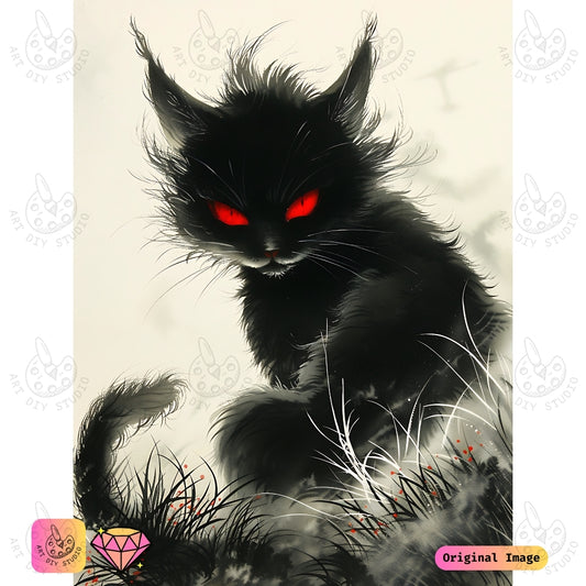 Artdiystudio Mystic Paws Diy Diamond Painting Kit A Mysterious Feline In The Fog