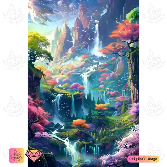 Artdiystudio Mystical Falls Wonderland Diy Diamond Painting Kit A Dreamy Escape Into Fantasy