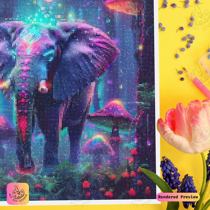 Artdiystudio Neon Jungle Elephant Diy Diamond Painting Kit A Surreal Glow In Art 3
