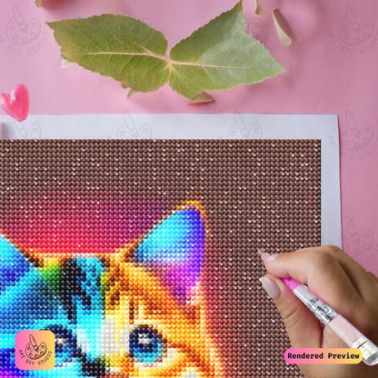 Artdiystudio Neon Kitty Vibes Diy Diamond Painting Kit A Colorful Feline Fantasy 4