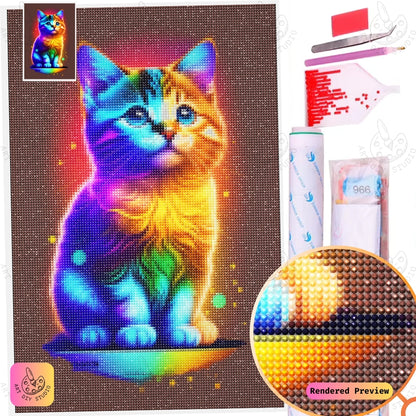 Artdiystudio Neon Kitty Vibes Diy Diamond Painting Kit A Colorful Feline Fantasy 5