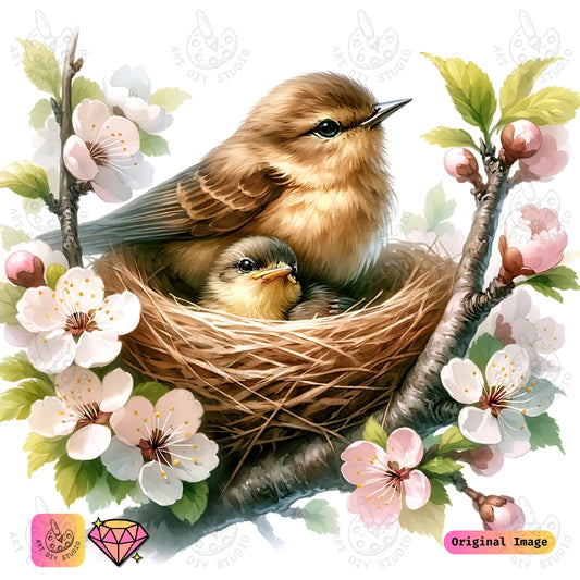 Artdiystudio Nesting Birds In Spring Diy Diamond Painting Kit A Scene Of Natures Warmth And Serenity 6
