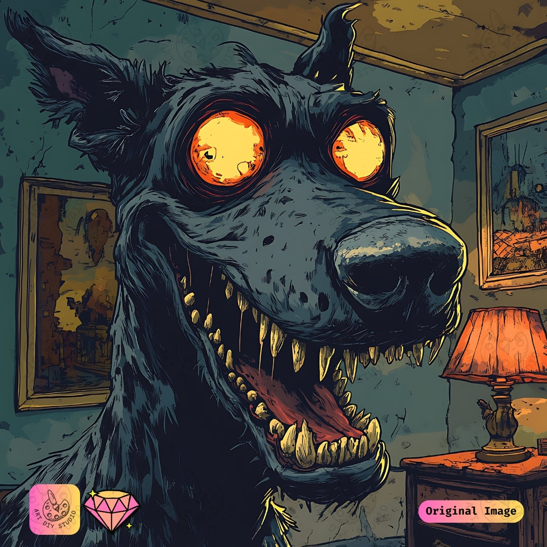 Artdiystudio Nightmare Hound Diy Diamond Painting Kit A Dark Fantasy Craft 6