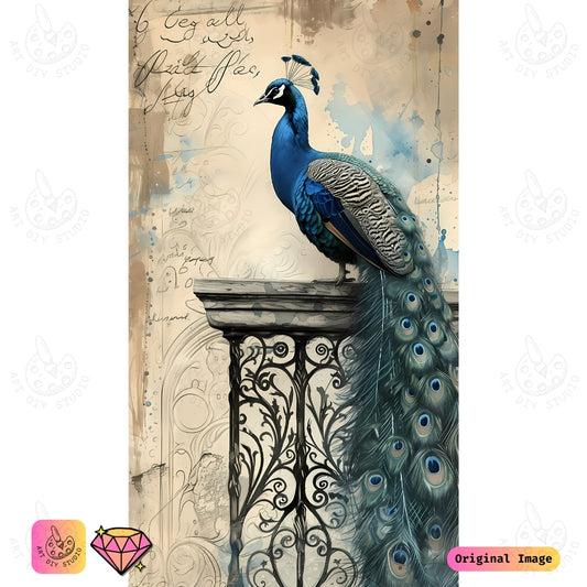 Artdiystudio Noble Peacock Perch Diy Diamond Painting Kit Create Your Timeless Art Of Elegance 6