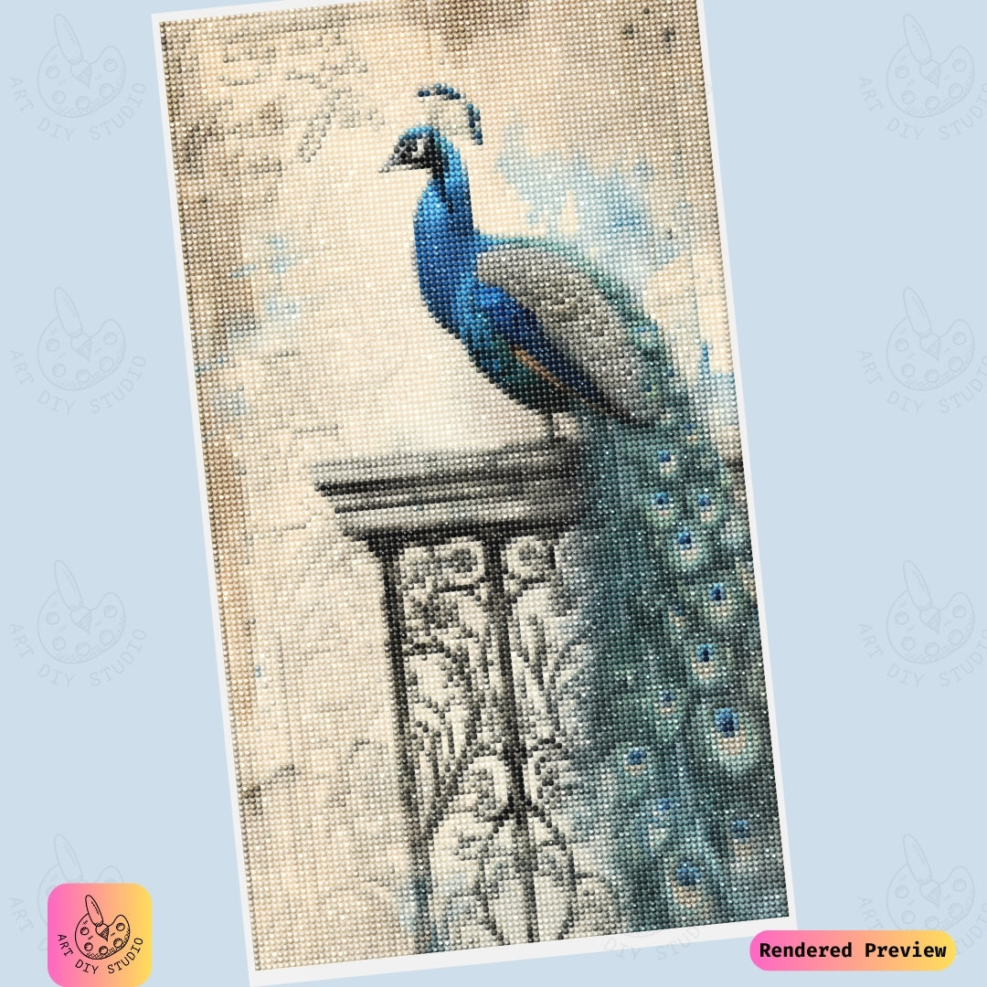 Artdiystudio Noble Peacock Perch Diy Diamond Painting Kit Create Your Timeless Art Of Elegance