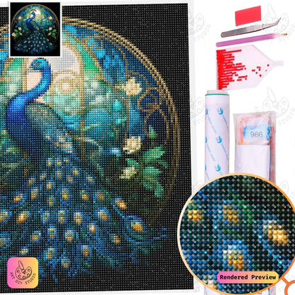 Artdiystudio Opalescent Stained Glass Peacock Diy Diamond Painting Kit A Jewel Of Art And Elegance 2