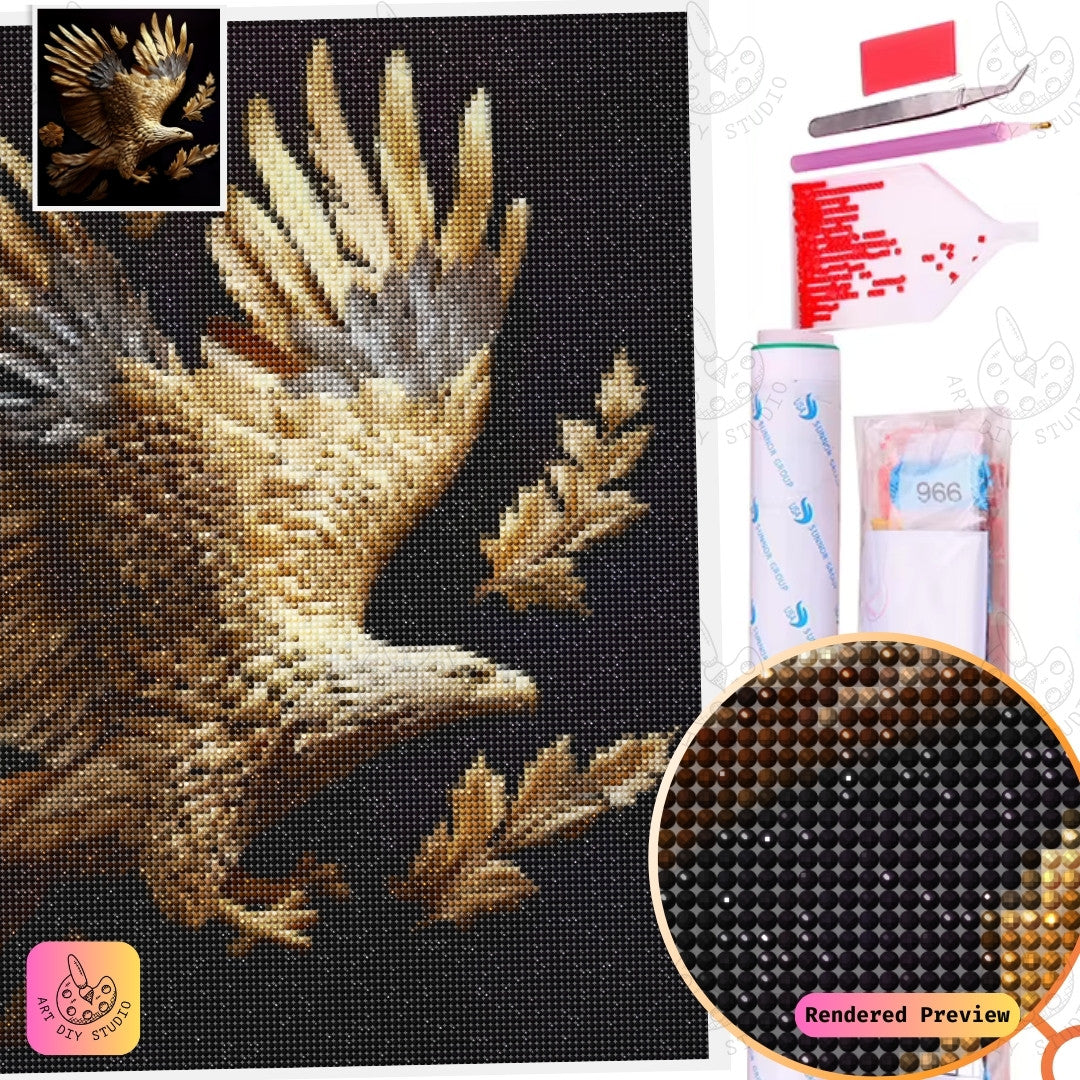 Artdiystudio Opulent Golden Eagle Diy Diamond Painting Kit A Masterpiece Of Elegance And Power 2