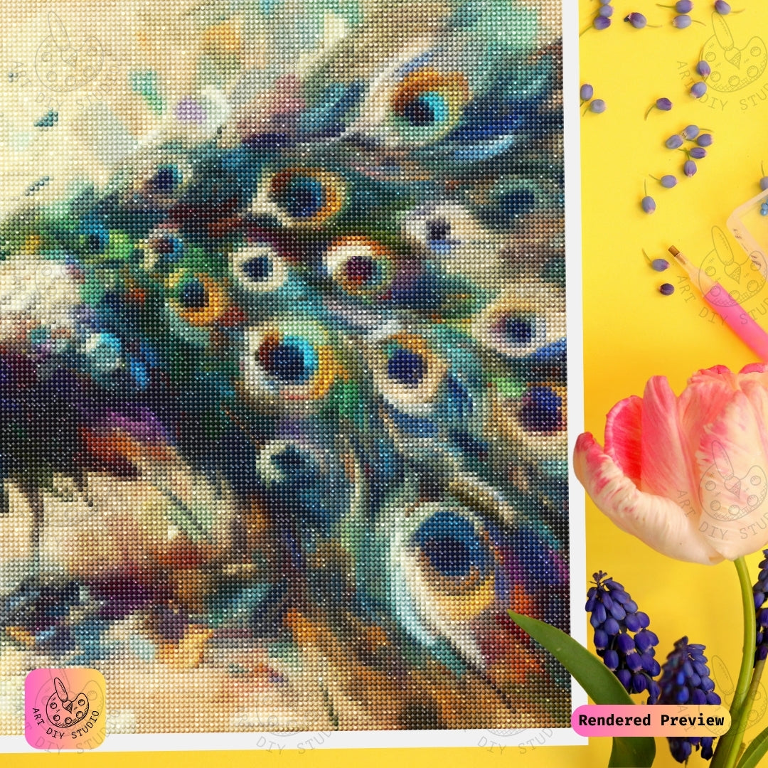 Artdiystudio Painterly Peacock Elegance Diy Diamond Painting Kit A Masterpiece Of Vibrant Expression 4