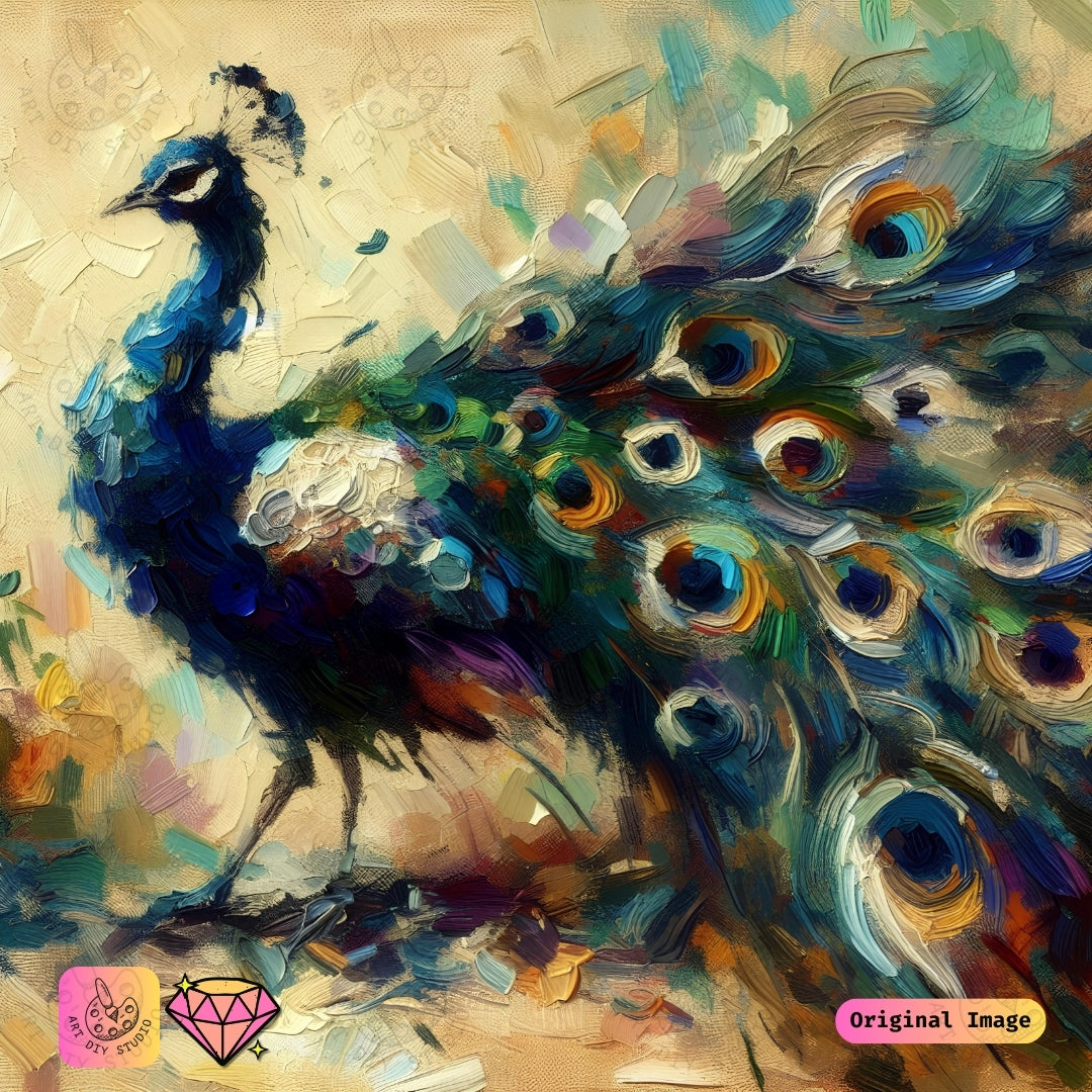 Artdiystudio Painterly Peacock Elegance Diy Diamond Painting Kit A Masterpiece Of Vibrant Expression 6