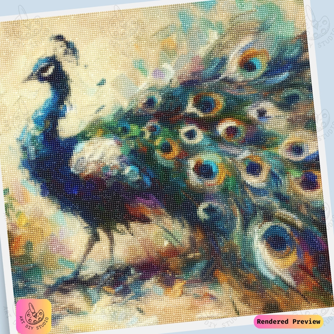 Artdiystudio Painterly Peacock Elegance Diy Diamond Painting Kit A Masterpiece Of Vibrant Expression