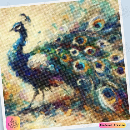Artdiystudio Painterly Peacock Elegance Diy Diamond Painting Kit A Masterpiece Of Vibrant Expression