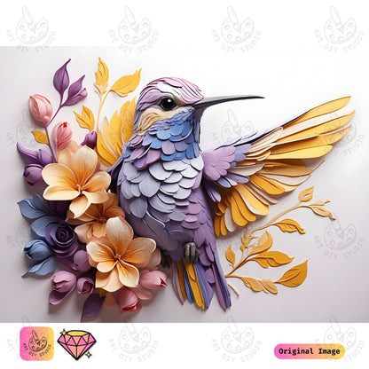 Artdiystudio Paper Art Hummingbird Diy Diamond Painting Kit A Vibrant Expression Of Creativity 6