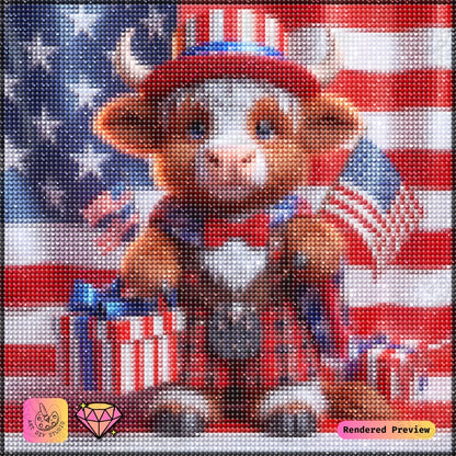 Artdiystudio Patriot Moo Parade Diy Diamond Painting Kit Celebrate In Adorable Style 2