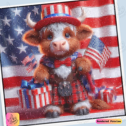 Artdiystudio Patriot Moo Parade Diy Diamond Painting Kit Celebrate In Adorable Style 6