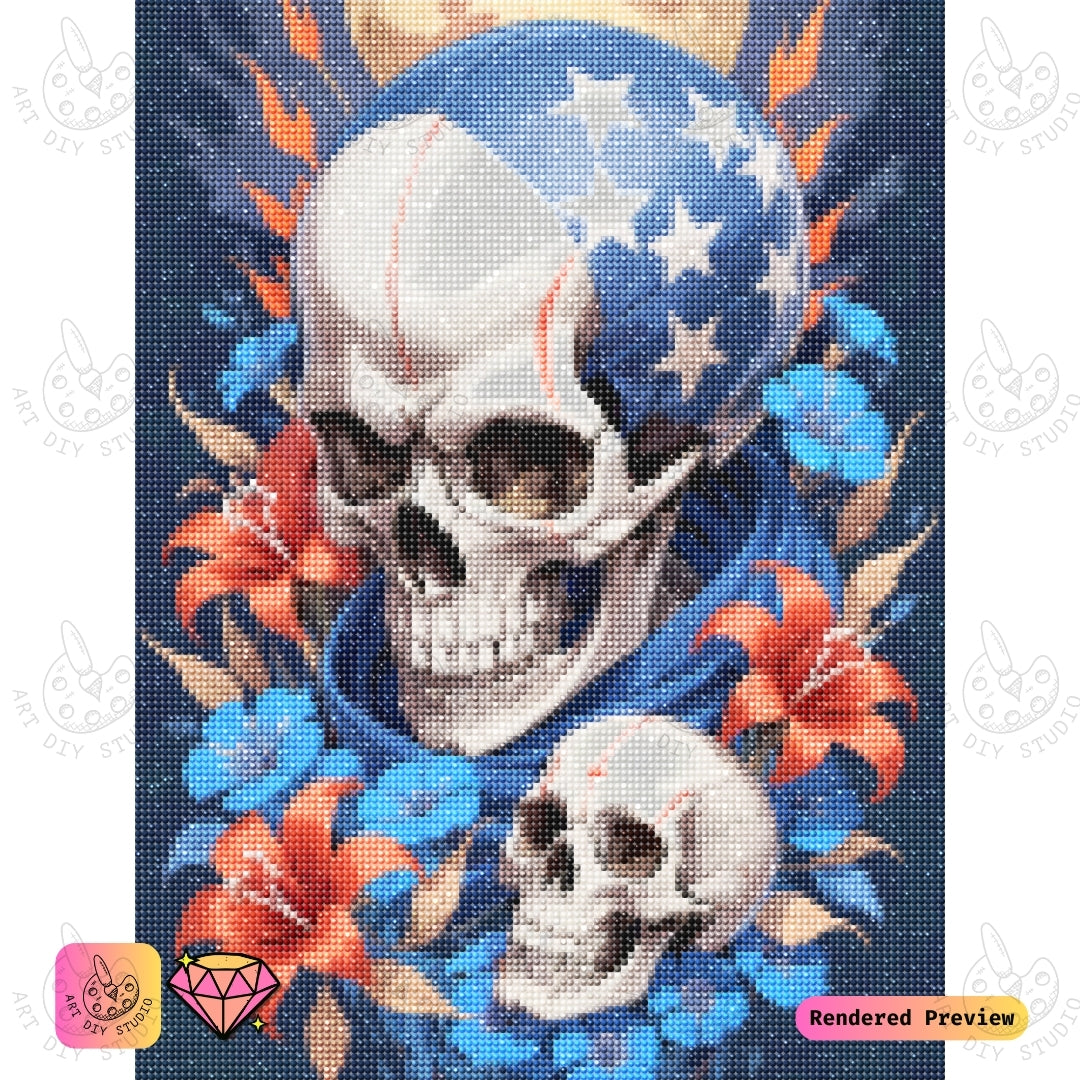 Artdiystudio Patriotic Star Skull Diy Diamond Painting Kit A Bold Tribute To Freedom And Heritage 2