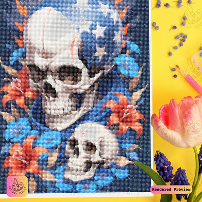 Artdiystudio Patriotic Star Skull Diy Diamond Painting Kit A Bold Tribute To Freedom And Heritage 3