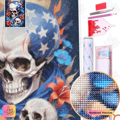 Artdiystudio Patriotic Star Skull Diy Diamond Painting Kit A Bold Tribute To Freedom And Heritage 5