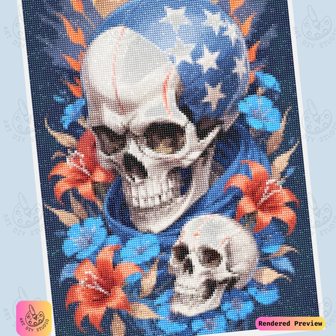 Artdiystudio Patriotic Star Skull Diy Diamond Painting Kit A Bold Tribute To Freedom And Heritage 6