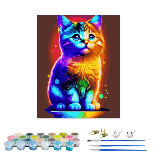 Artdiystudio Pop Art Kitten Paint By Numbers Kit A Colorful And Energetic Masterpiece 3