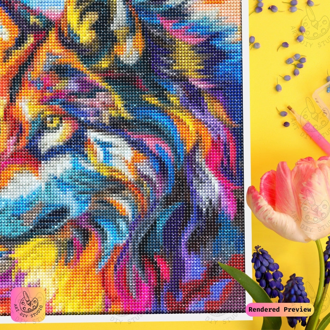 Artdiystudio Prismatic Wolf Blaze Diy Diamond Painting Kit A Spectrum Of Artistic Energy 3