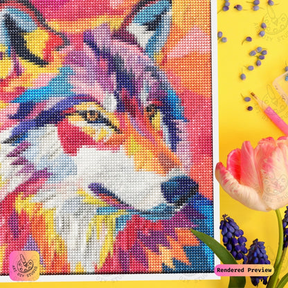 Artdiystudio Prismatic Wolf Vision Diy Diamond Painting Kit A Burst Of Color And Energy 3