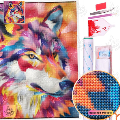 Artdiystudio Prismatic Wolf Vision Diy Diamond Painting Kit A Burst Of Color And Energy 5