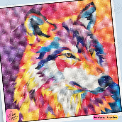 Artdiystudio Prismatic Wolf Vision Diy Diamond Painting Kit A Burst Of Color And Energy 6