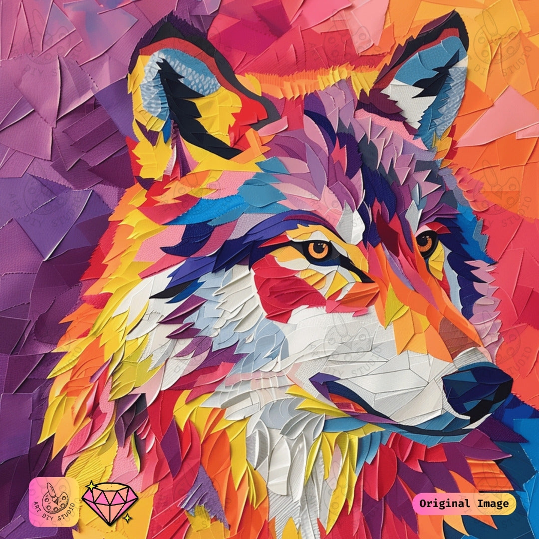 Artdiystudio Prismatic Wolf Vision Diy Diamond Painting Kit A Burst Of Color And Energy