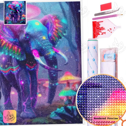 Artdiystudio Psychedelic Jungle Elephant Diy Diamond Painting Kit A Neon Wonder In Art 5