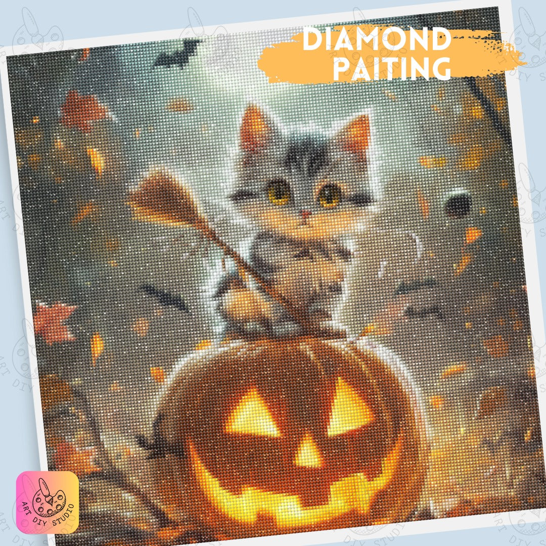 Artdiystudio Pumpkin Patch Purr Diy Diamond Painting Kit Create Your Halloween Cat Scene 4