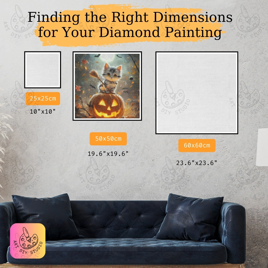 Artdiystudio Pumpkin Patch Purr Diy Diamond Painting Kit Create Your Halloween Cat Scene